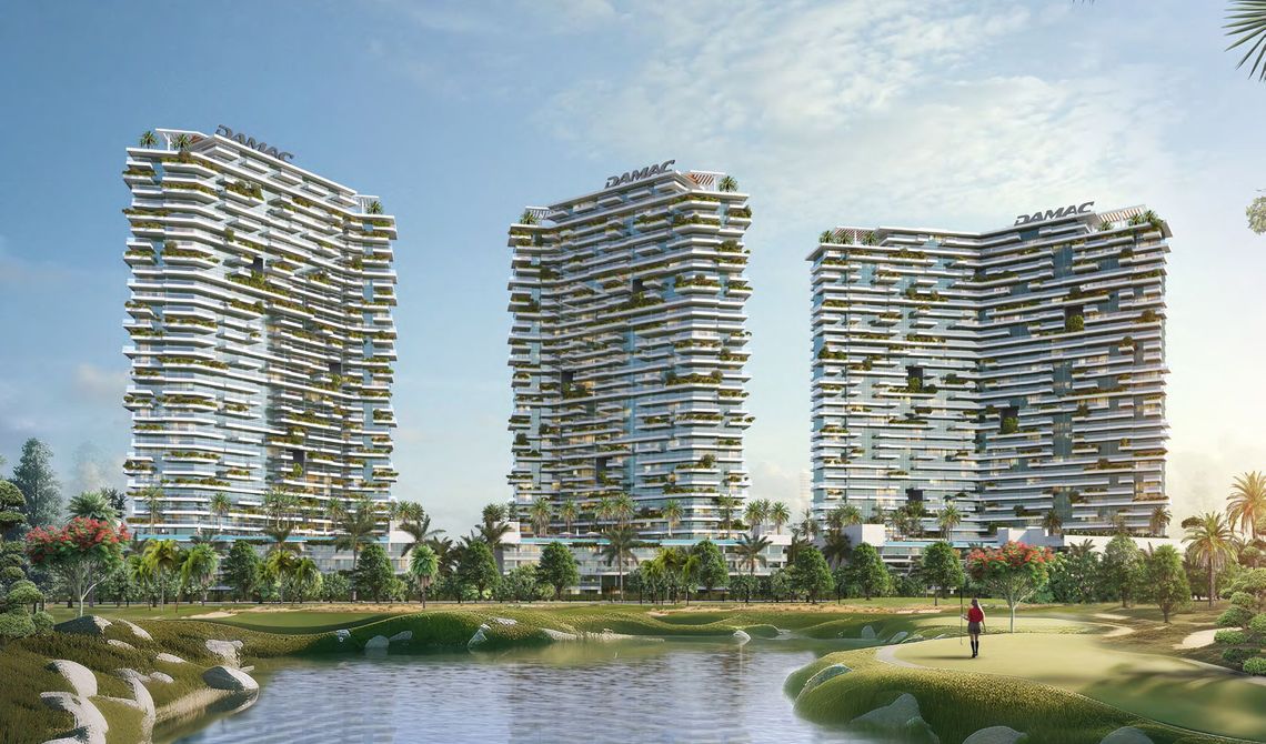 golf greens at damac hills